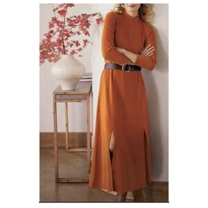 Soft Surroundings Marsilia Maxi Dress Amber‎ Brushed Jersey Mock Neck X-Large